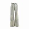 Calça Jeans Larga Vintage Desgastada Yc& Americana Retrô com Efeito de Caimento, Comprimento no Chão, Jeans Reto Versátil para Outono e Inverno