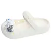 Pantuflas Cerradas Brillantes de Cuero Decoradas con Flores para Mujer, Estilo Princesa de Moda de Verano, Pantuflas Antideslizantes para el Hogar para Niñas, Sandalias Cerradas de Color Sólido