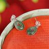 Brincos Yuebao Joias Prata Esterlina S925 Jade Hetian Jaspe Novo Estilo Chinês Retrô Flor de Lótus Gota d'Água Vazados Brincos Estilo Nacional