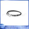 Pulsera Pandora 925 Cobre Blanco Plateado Abalorios diy Accesorios Cabeza Cuadrada Cabeza Redonda Lazo Simple Doble Cuerda de Cuero Negro