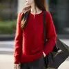 Casaco da moda e versátil para outono e inverno, suéter de tricô com gola redonda em lã nova com design escovado, suéter de gola redonda de manga comprida