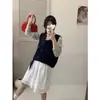 Estilo Coreano Suave Cera Dulce Cuello Redondo Bajo Cárdigan Chaleco Botón Amor para Mujer Sin Mangas Corto Apilado Suéter