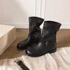 Botines Cortos de Moda Estilo Británico 4.5cm Simples 2026 Otoño/Invierno Nuevos Punta Redonda Tacón Bajo Sin Cordones Botas Vaqueras para Mujer