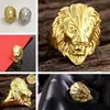 Moda europea y americana rock joyería hip hop dorado dominante cabeza de león acero titanio acero inoxidable punk anillo anillo de hombre