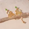 Nuevos Pendientes de Calabaza con Goteo de Aceite Incrustados de Diamantes Estilo Chino, Moda Estilo Nacional, Temperamento Único de Nicho, Pendientes de Gama Alta para Mujer