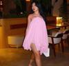 Vestido Estilo Princesa Elegante Estilo Coreano para Mujer Verano Halter Encaje con Cordones Espalda Descubierta Suelto Moda Plisado Vestido Sexy