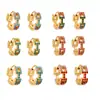 Praça Omaca Diamante Colorido Zircônia Super Brilho Brincos Pequenos Delicados Aço Inoxidável Banhado Ouro 18K Brincos Versáteis