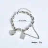 Pulsera de Cadena Cubana de Acero Inoxidable Estilo Nuevo Europeo y Americano Transfronterizo, Corazón Prensado al Aceite, Corte a Mano, Prevalecerá el Producto Real