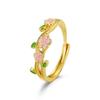 Nuevo Anillo Flor de Durazno Primavera Durazno Borracho Anillo de Flor Tridimensional para Mujer Diseño de Esmalte de Vidrio Anillo de Dedo de Alta Calidad