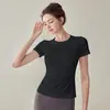 Ropa de Yoga Tops Deportivos Camiseta de Manga Media para Mujer Verano Correr Ropa de Secado Rápido Ropa de Fitness Tops Ajustados de Manga Corta para Yoga