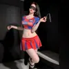 Copa do Mundo Lingerie Sexy Lingerie Provocante Dinâmica Babe do Futebol Conjunto de Duas Peças Uniforme de Cheerleader Cos