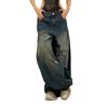 Jeans para Hombre Lavados Estilo Vintage, Pantalones Rectos de Pierna Ancha Sueltos Estilo Retro Americano, Pantalones Geniales Estilo Calle