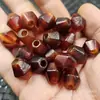 Ágata Roja Pulida Agujero Grande Jade Cuentas Sueltas Mate Escarchado Multifacético Barril Cuentas Pulsera Joyería Accesorios Cuentas
