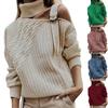 Suéter Amazon para Mujer 2025 Estilo Europeo y Americano Otoño e Invierno Color Sólido Hombros Descubiertos Tejido Ropa para Mujer Transfronteriza