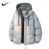 Jaqueta de Algodão Masculina de Inverno Nova Marca Tendência Falsa Duas Peças com Capuz Grossa Quente Casual para Casais Unissex Estilo Feminino