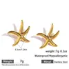 Brincos de Estrela do Mar em Aço Inoxidável Estilo Europeu e Americano Malt para Mulheres Brincos de Alto Padrão Estilo Oceano Brincos de Aço Titânio Brincos Transfronteiriços