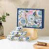 Conjunto de pratos e tigelas de cerâmica com flores de borboleta azul simples pequeno fresco caixa de presente atividades conjunto de louças de presente Atacado