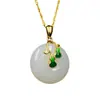 Colgante de Calabaza Bendecida con Plata S925 Incrustada de Jade Blanco Lujoso Atmosférico Clásico Elegante Estilo Chino Colgante de Collar Joyería
