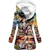 Gabardina para Mujer, Estilo Europeo y Americano, Abrigo con Capucha Engrosado de Invierno con Estampado de Copos de Nieve 3D, Venta al por Mayor, Corte Ajustado para Figuras Petite