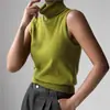 Chaleco de Punto Sin Mangas Transfronterizo Europeo y Americano Otoño 2025 Nuevo Chaleco de Cuello Alto Prendas de Punto Chaleco Sencillo para Mujer