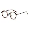 Antitormenta negra con montura de gafas de moda retro para hombre, montura redonda, estilo punk, metal, luz anti-azul, espejo plano al por mayor