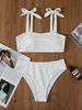 Traje de baño bikini dividido para mujer de color sólido con copas desmontables y bragas con relleno