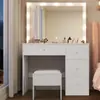 Tocador de Estilo Europeo con Luces, Tocador de Dormitorio, Mesa de Maquillaje Minimalista Moderna con Gabinete de Almacenamiento Integrado, Mesa de Estudio de Fotografía