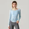 Cubierta de Yoga Transpirable Adelgazante de Gama Alta Dobladillo Colorblock Ligera Protección Solar Espalda Abierta Sexy Manga Larga Cubierta Deportiva