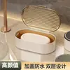 Jabonera de Lujo Ligero con Tapa Caja de Drenaje de Doble Capa Soporte para Jabón Doméstico Encimera de Baño Estante para Jabón Estante de Almacenamiento para Baño