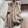 2026 Nuevo Modelo Lana Simple Botón Único Elegante Largo Doble Cara Abrigo de Lana para Mujer Venta al por Mayor H21DD8008