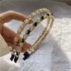 Faixa de Cabeça de Pérolas Artificiais de Luxo, Faixa de Cabeça Estreita com Corrente de Fio Enrolado e Contas Feitas à Mão, Presilha de Cabelo, Acessório de Cabeça Elegante para Mulheres