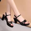 Sandalias de Cuero Suave Real para Mujer 2024 Verano Nuevo Tacón Medio a la Moda Cómodas Combinables Tacón Grueso Aumentan la Altura Sandalias de Mujer