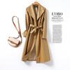 Abrigo Largo de Piel de Oveja Haining Otoño e Invierno Nuevo Transfronterizo con un Elegante Diseño Entallado a la Cintura y Solapa Moderna Chaqueta al por Mayor