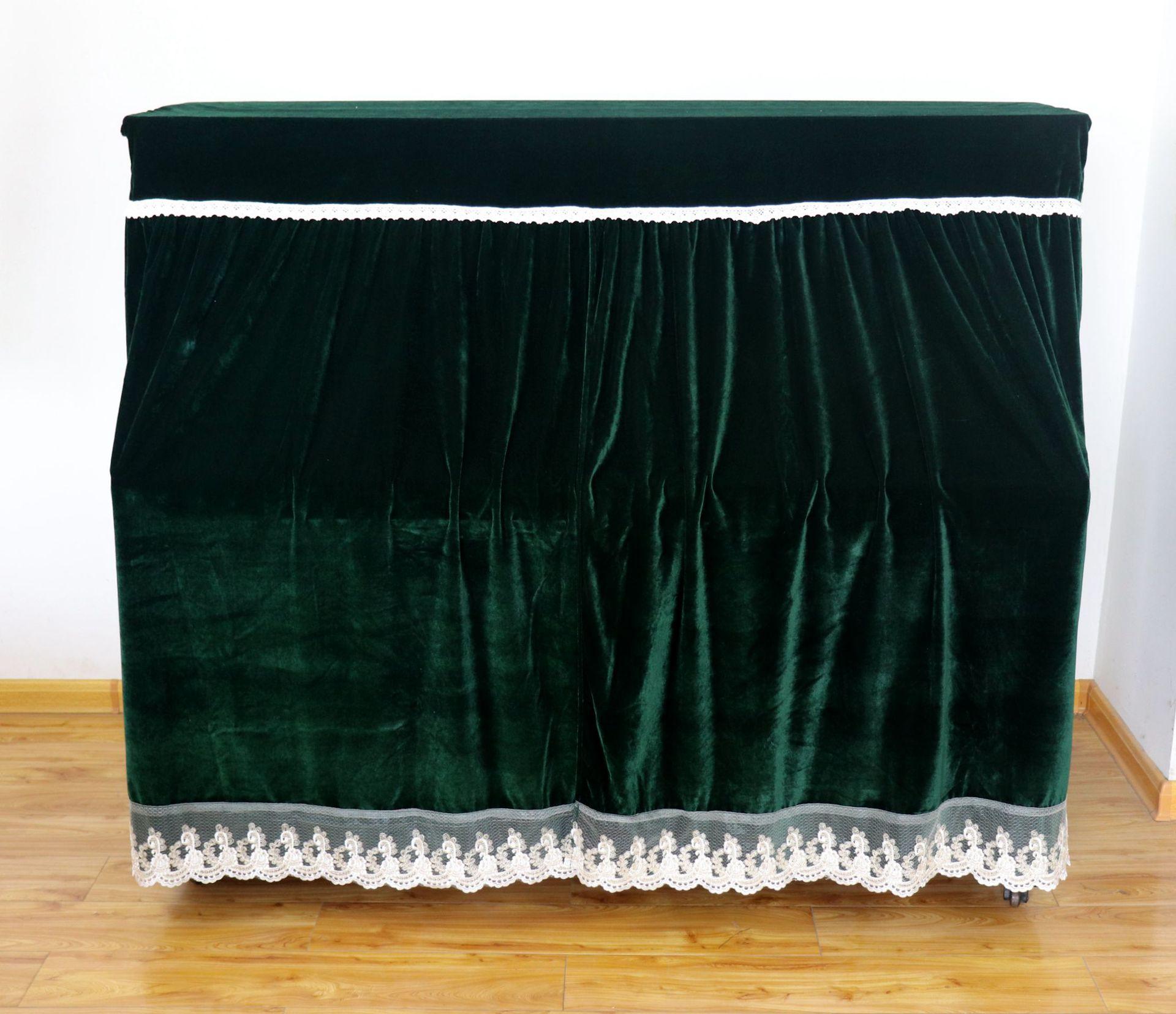 绿金丝绒蕾丝钢琴罩