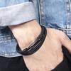 Pulsera de Cuerda de Cuero Moderna, Pulsera Simple de Estilo Coreano para Hombre Personalizada, Pulsera Trenzada Multicapa de Aleación de Zinc con Hebilla Magnética