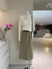 Camisa base de punto de manga larga con cuello polo, color liso, estilo casual versátil de otoño temprano, corte holgado, para mujer