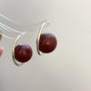 Pendientes de perla roja grande con diseño de nicho, pendientes de estilo occidental personalizados de Año Nuevo con gran sentido del temperamento.