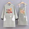 Funda de Algodón Ropa Mujer Transpirable Nueva Delantal de Manga Larga Cocina Hogar Algodón y Lino Cintura Delgada Ropa de Trabajo Sencilla