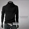 Camisa Base Gola Alta Manga Longa Fina para Homem, Cor Sólida de Outono, Elegante Versátil Slim Fit Tendência Simples Gola Alta