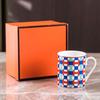 Caneca Europeia Simples de Marca Grande Xícara de Leite Xícara de Café da Manhã Cerâmica Mosaico Alto Padrão Requintado Porcelana Óssea Caixa de Presente Família H
