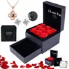 Regalo Navideño para Mamá San Valentín Amazon Transfronterizo Collar de Proyección Pendientes Joyería para Mujer Caja de Regalo Flor Eterna