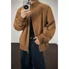 Jaqueta vintage desconstruída estilo americano com retalhos e gola alta para homens, marca da moda para primavera e outono, casaco versátil simples novo casual de corte solto