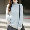 Nuevo Suéter de Punto de Lana Cachemir Otoño/Invierno 2026 Cuello Alto Medio Borde Enrollado Manga Larga Color Sólido para Mujer Suéter de Lana Cepillada