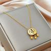 Estilo japonês e coreano simples palavra da sorte Ruyi Lock Titanium Steel Gold-plated Short Necklace Women's Collarbone Chain para namorada