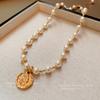Moda high-end sentido pequeno estilo perfumado colar com diamante pérola retrato flor clavícula corrente francês vintage luz luxo acessórios para mulheres