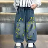 2207 Jeans para Niños Niños Pantalones Rectos de Otoño 2026 Nuevos Elegantes Pantalones Largos de Primavera Otoño para Niños Pequeños Graffiti