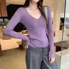 Base de Camada Top com Gola Alta Feminino Roupa Íntima Outono Inverno Novo Suéter de Malha Slim Fit Peça Externa Manga Longa Primavera Outono Top Preto Tamanho Único
