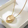 Moda Transfronteriza Colgante Oval Chapado en Oro Europeo y Americano Cadena Larga Versátil para Hombres y Mujeres Colgante para Viajes Diarios Collar Largo
