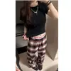 Pantalones de cuadros estilo americano Cleanfit para hombre y mujer, pantalones casuales rectos finos de verano, holgados, elegantes y relajados de pierna ancha