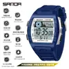 Reloj Despertador de Doble Hora Sanda para Hombres y Mujeres, Reloj Electrónico Unisex Impermeable en Forma de Barril con Temporizador de Cuenta Regresiva y Funciones Multifuncionales